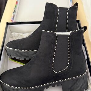 Cape Robbin Black Suede Studded Boots Size 10 NIB